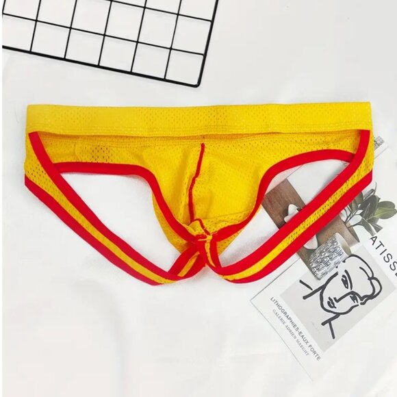 Karen Space Yellow Red G String Mesh Underwear L - Picture 3 of 7